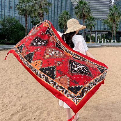 Women's Sunscreen Shawl Yunnan Grassland Travel Wear Silk Seaside Scarfs