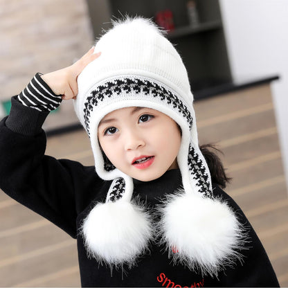 Warm Thickened Plush Bonnet Woolen Earmuffs Kids' Headwear