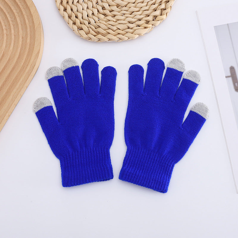 Touch Screen Candy Color Knitted Outdoor Office Gloves