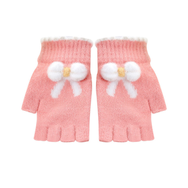 Women's Bow Knitted Half Finger Touch Screen Gloves