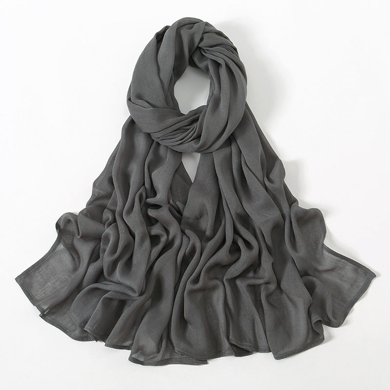 Malay Indonesian Rayon Monochrome Wide-brimmed Thin Scarfs