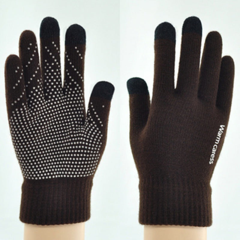 Men's Screen Winter Fleece-lined Thickened Warm Korean Gloves