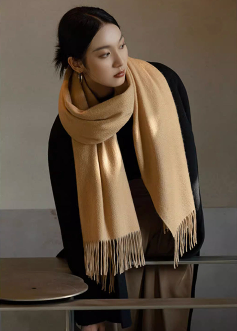 Women's Solid Color Winter Thickened High-grade Wool Scarfs