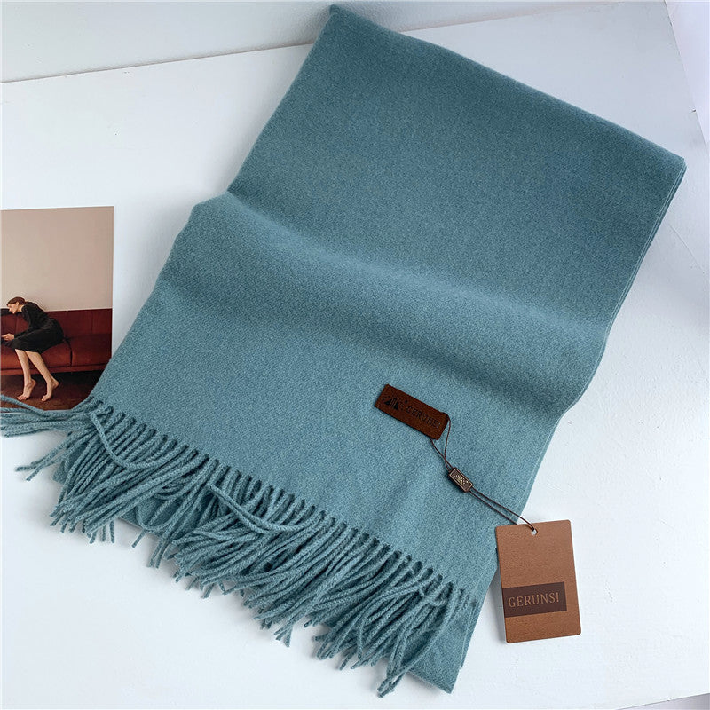 Women's Korean Style Fashion Labeling Solid Color Scarfs