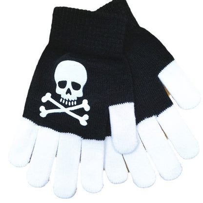 Halloween Skull Knitted Fingerless Ghost Claw Half Finger Gloves