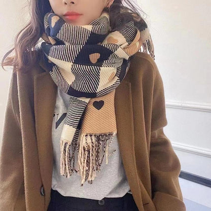 Love Plaid Artificial Cashmere Korean Style Scarfs