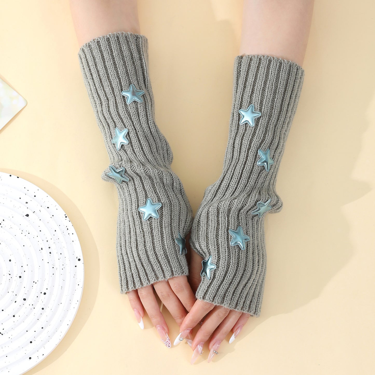 Women's Preppy Style Pile Fingerless Knitted Subculture Warm Gloves