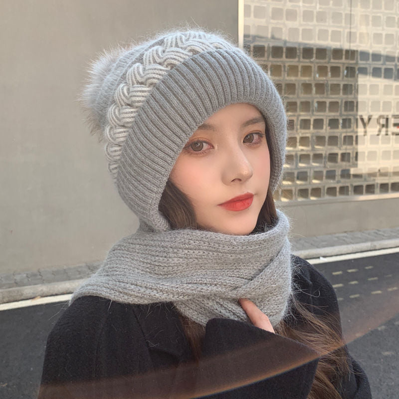 Women's Thickened Earflaps Fashionable Knitted Wool Neck Scarfs