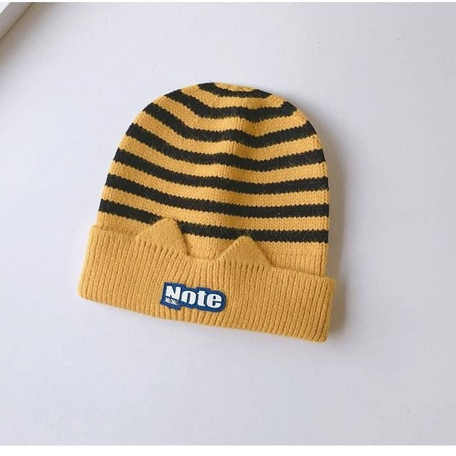 Children's Hat Korean Style Knitted Striped Boyish Kids' Headwear