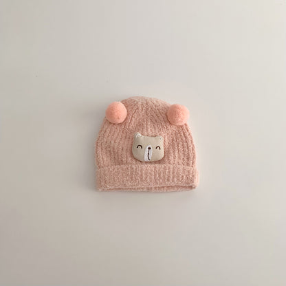 Cute Super Double Ball Bear Knitted Kids' Headwear