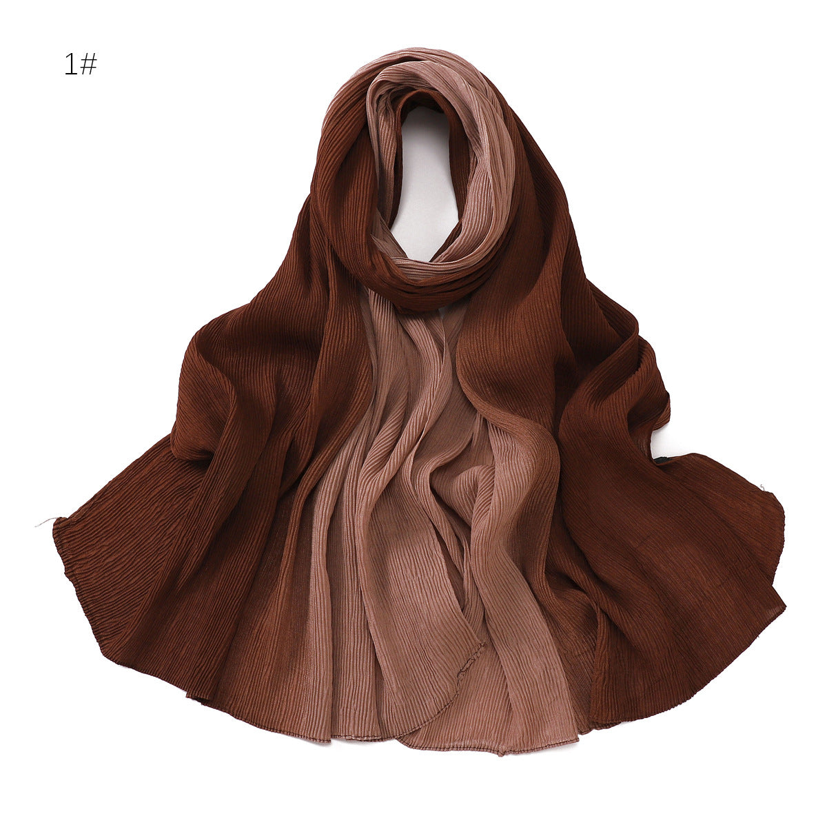 Women's Fashion Travel Gradient Color Pleated Composite Scarfs