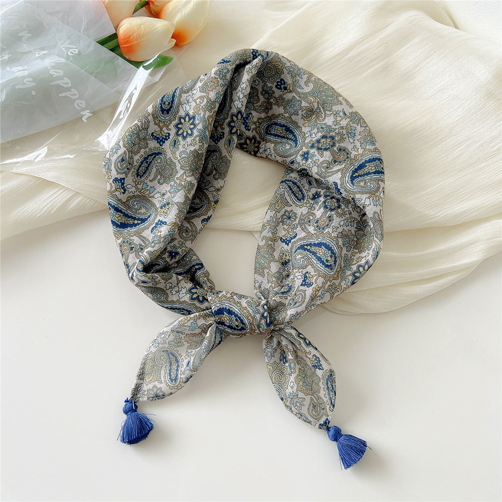 Women's Linen Small Square Towel Neck Decorative Scarfs