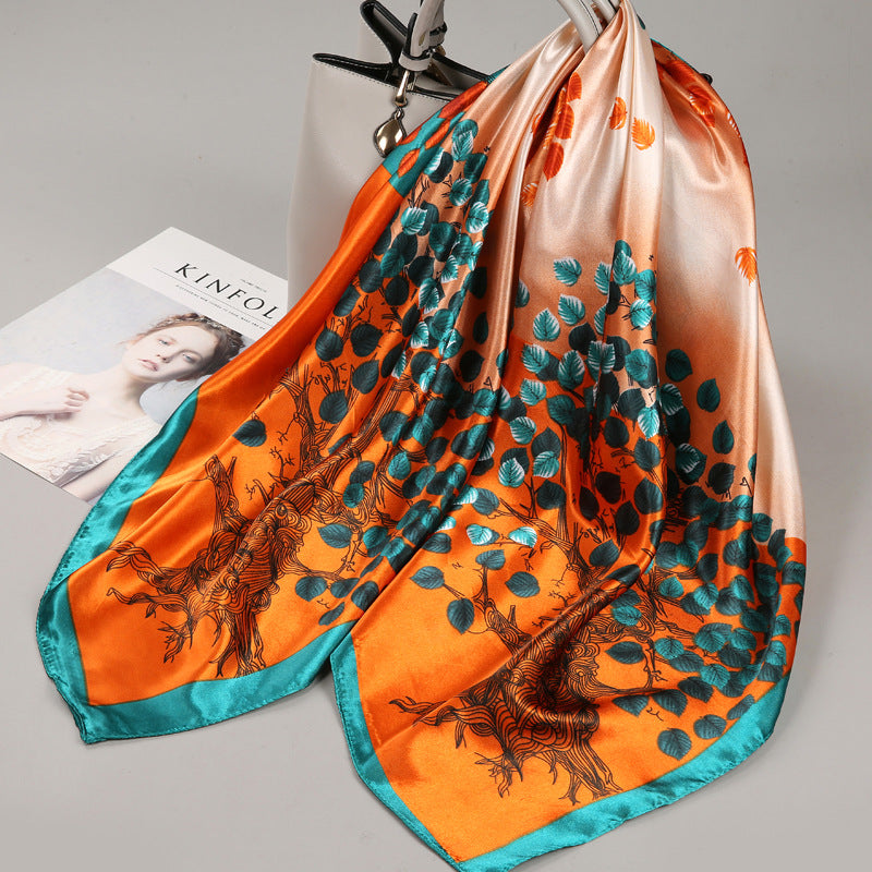 Women's Large Kerchief Silk Autumn Summer Thin Scarfs