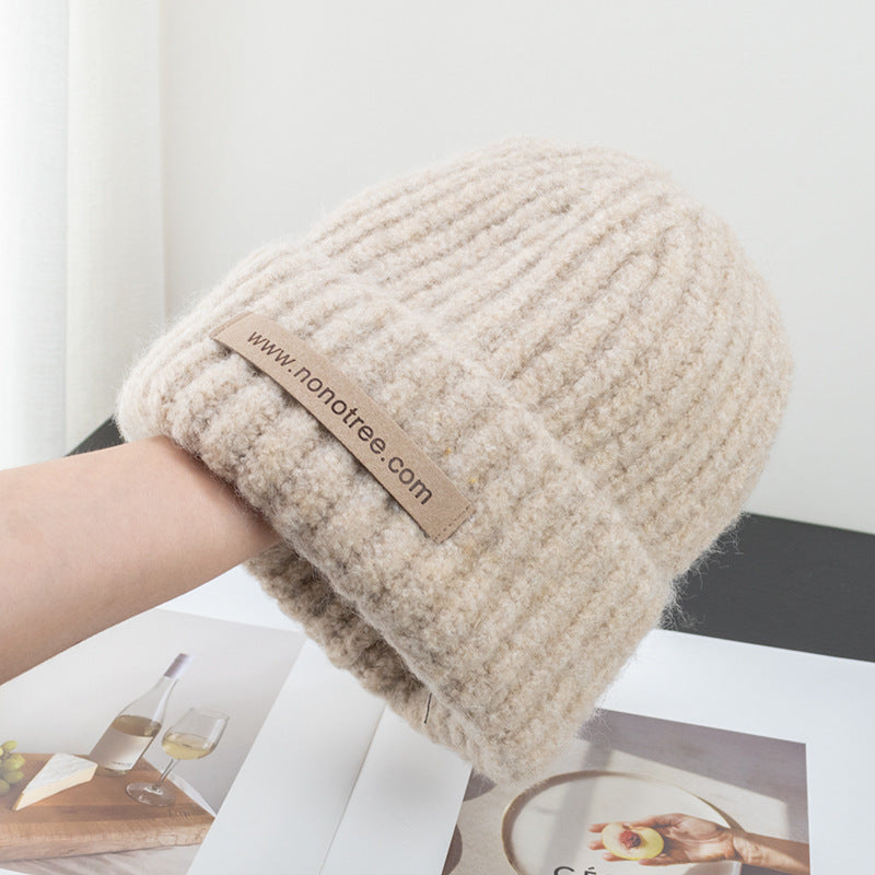 Women's Wool Blended Small Knitted Hat Earflaps Warm Pullover Hats & Caps