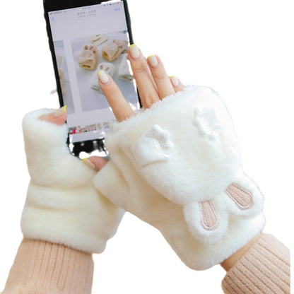 Winter Fleece-lined Cute Korean Style Cartoon Extra Thick Gloves