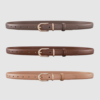 Women's Alloy Pin Buckle Cowhide High-grade Simple Belts