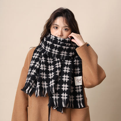 Women's Plaid Korean Thickened British Shawl High-grade Scarfs