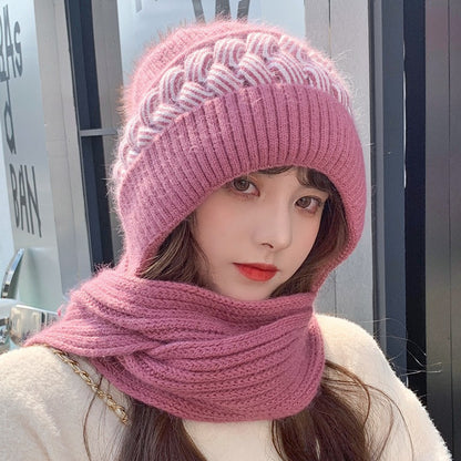 Female Thermal Knitting Wool Snow Riding Hats & Caps