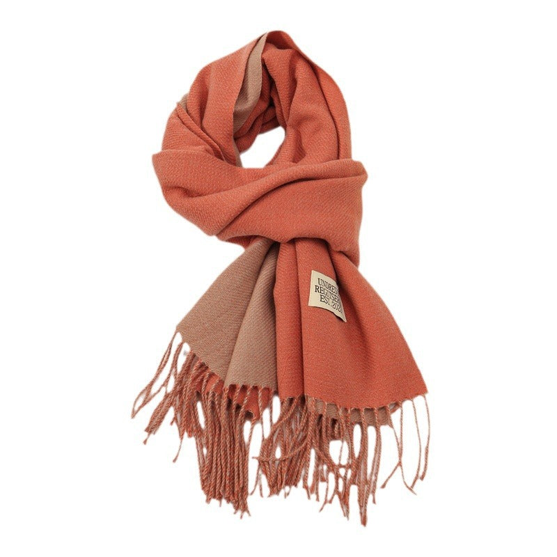 Women's Korean Double-sided Artificial Cashmere Pure Color Warm Scarfs