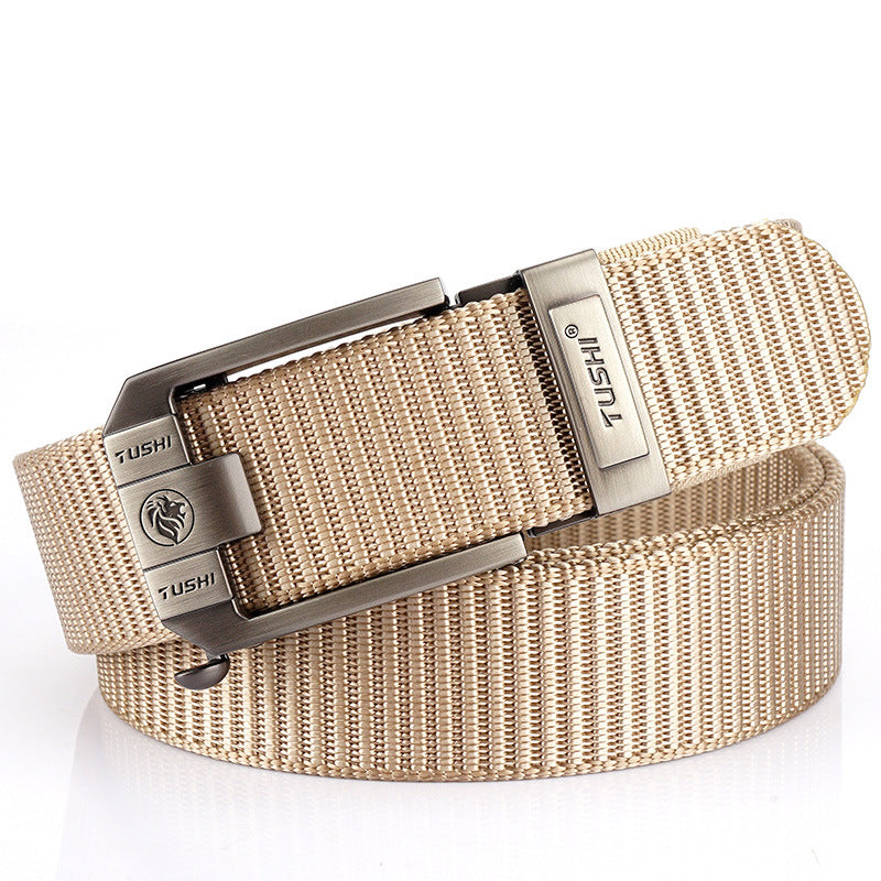 Toothless Automatic Buckle Woven Thick Nylon Canvas Belts