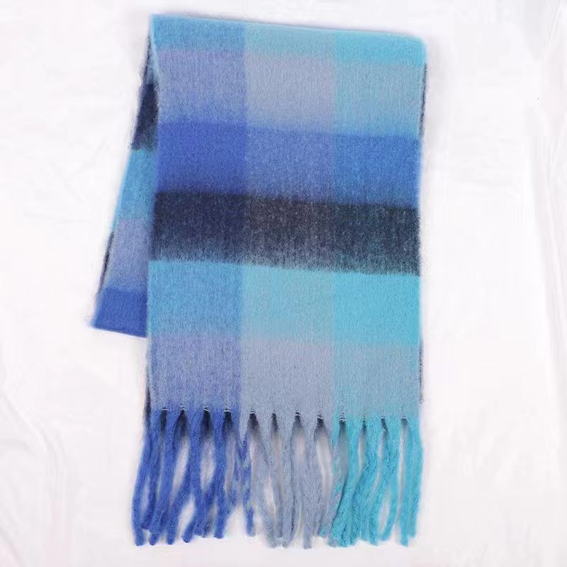 Women's Yu Thick Warm Korean Plaid Shawl Scarfs