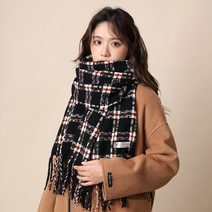 Women's Plaid Korean Thickened British Shawl High-grade Scarfs