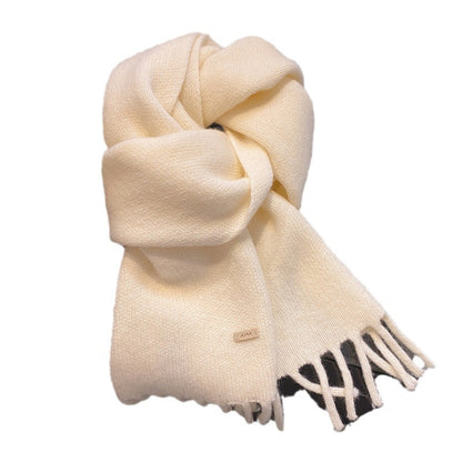 Pure Wool Female Winter High Sense Tassel Warm Scarfs