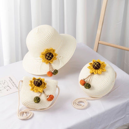 Women's & Children's Straw Hat Outdoor Leisure Travel Cute Flowers Kids' Headwear