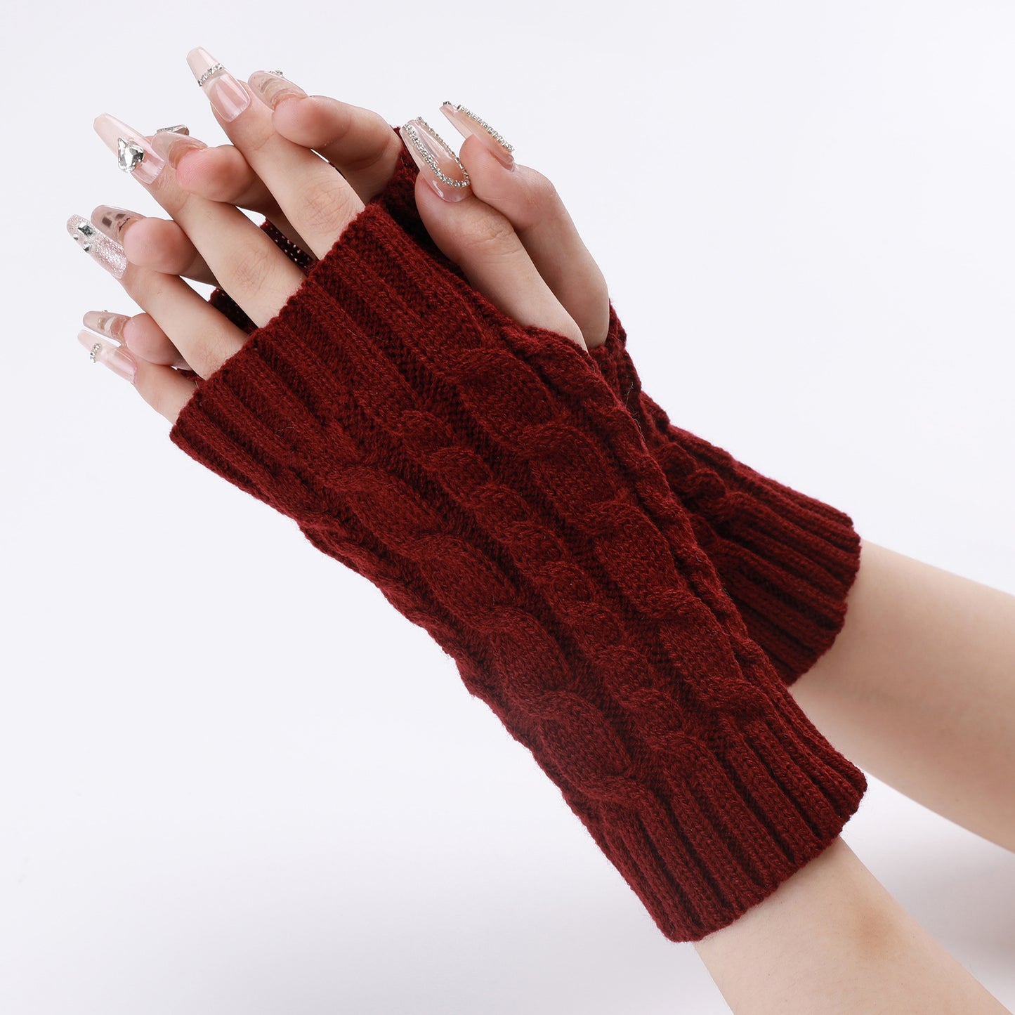 Women's & Men's Open Finger Arm Sleeve Knitted Warm Gloves