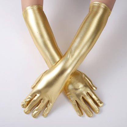 Women's Sexy Patent Leather Holiday Performance Etiquette Gloves