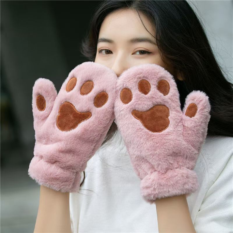 Women's Winter Solid Color Fleece-lined Warm Snow Gloves