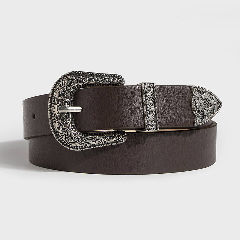 Women's Western Handsome Fashion Carved Vintage Neutral Belts