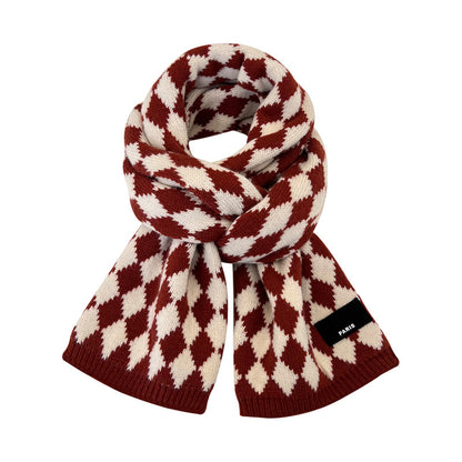 Women's Red Winter Plaid Korean Style Versatile Scarfs