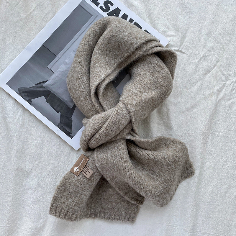 Wool Small Blended Knitted Solid Couple Scarfs