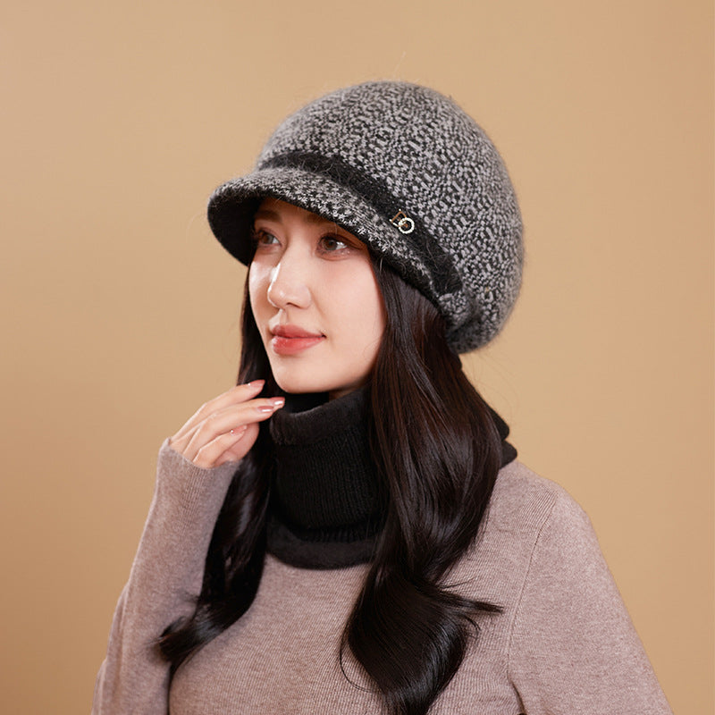 Women's Hat Knitted Warm Thickened Peaked Riding Hats & Caps