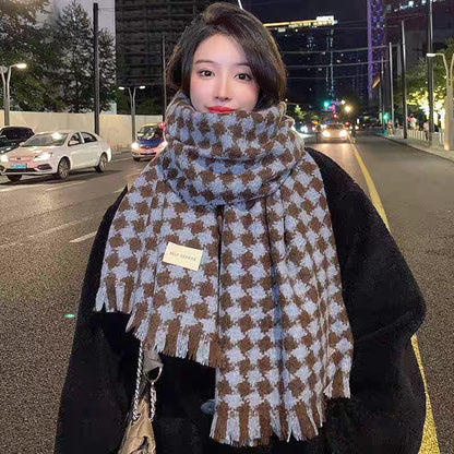 Women's Mohair Winter High-grade Plaid Artificial Cashmere Lovers Wild Warm Scarfs