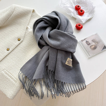 Women's Korean Double-sided Artificial Cashmere Pure Color Warm Scarfs