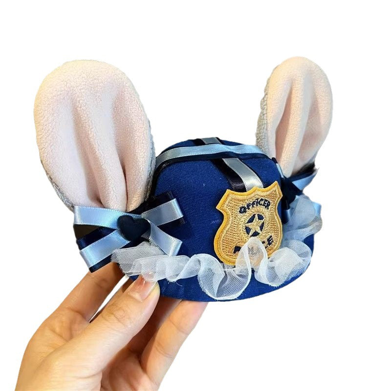 Officer Hat Cartoon Ears Headdress Lolita Kids' Headwear