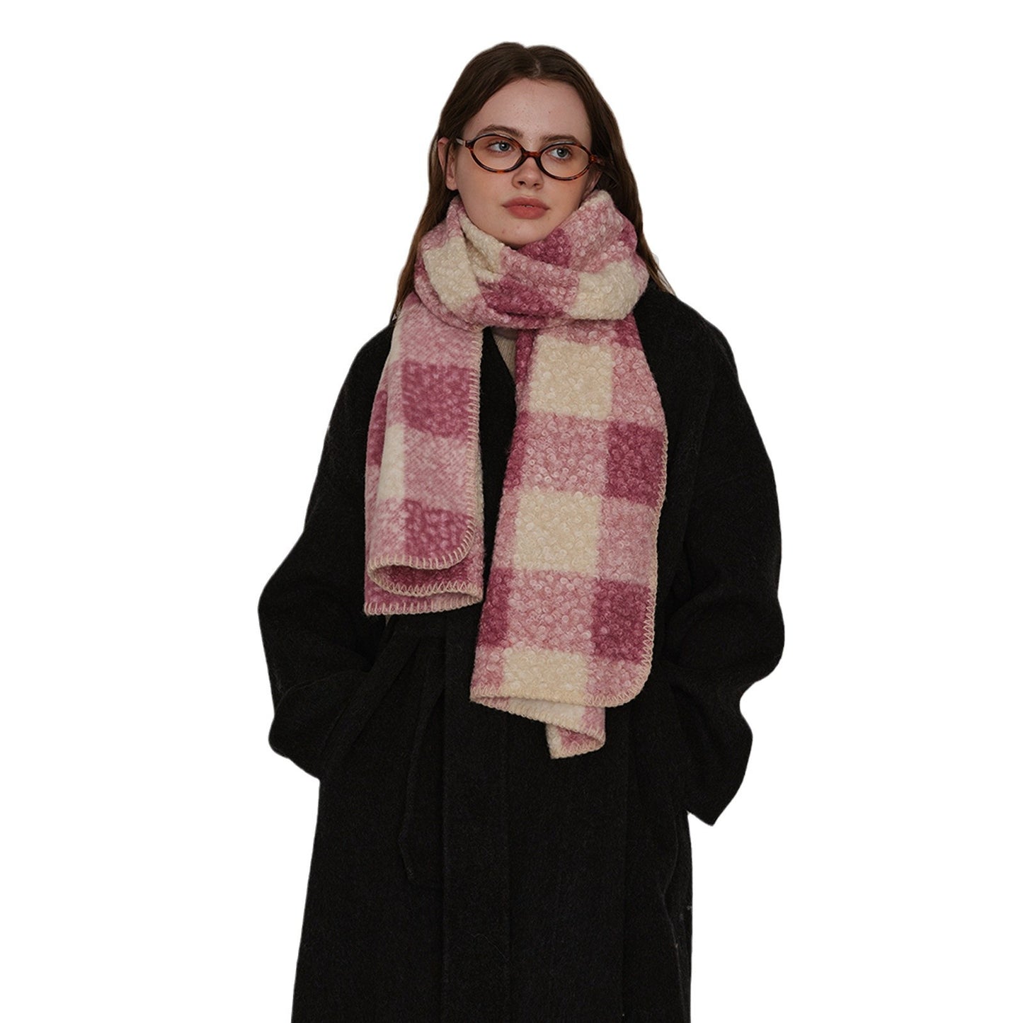 Women's Lazy Scottish Style Woolen Plaid Warm Scarfs