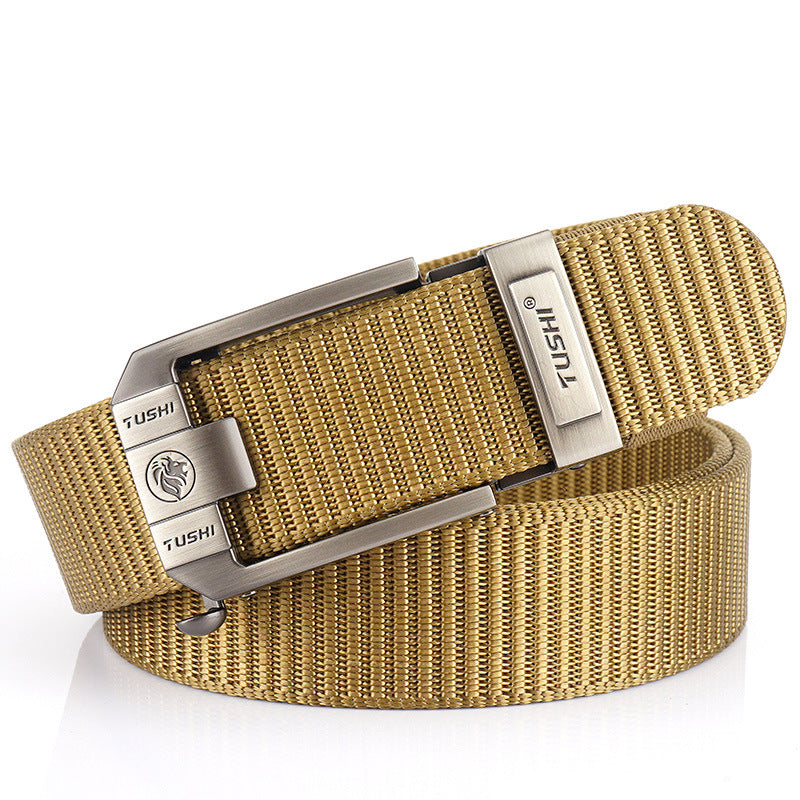 Toothless Automatic Buckle Woven Thick Nylon Canvas Belts