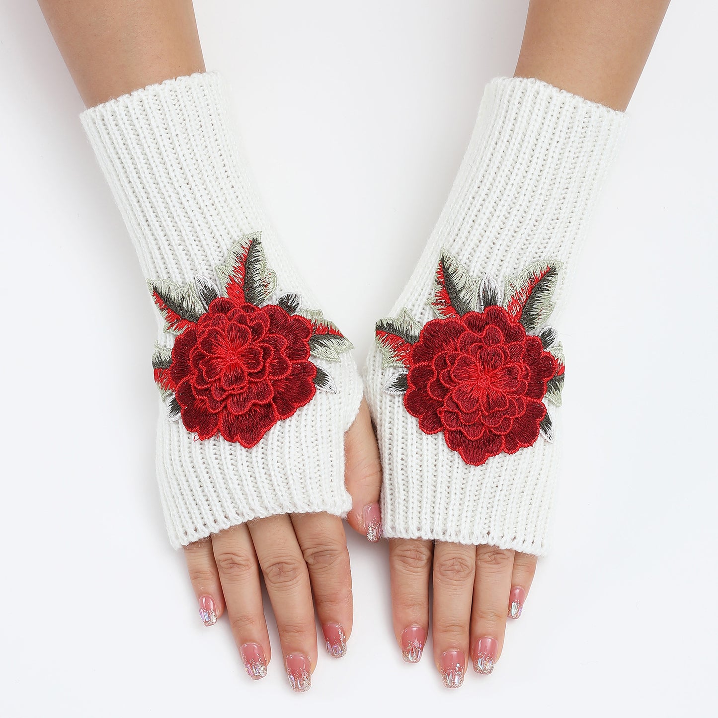 Women's Half Finger Fingerless Fashionable Warm Short Gloves