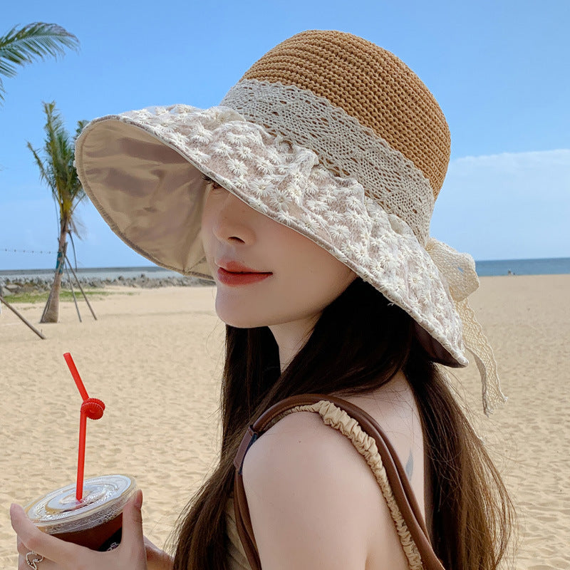 Women's Summer Hat Mesh Floral Bucket Sun Protection Lace Hats & Caps