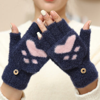 Women's Korean Style Warm Winter Contrast Color Gloves