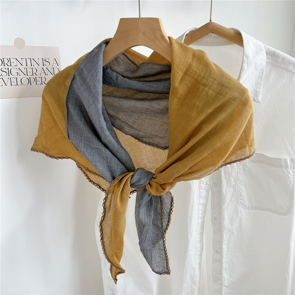 Women's Diamond Patchwork Cotton Linen Fashion Long Scarfs