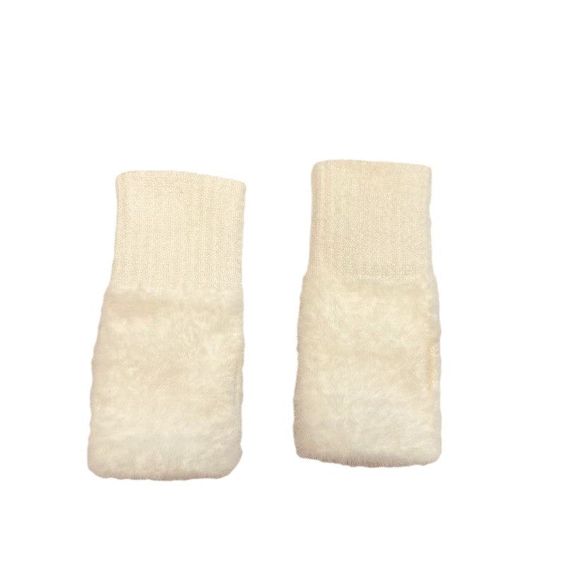 Female Winter Thickened Fleece Warm Writing Gloves