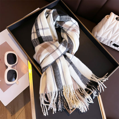 Style Plaid Winter Male Female Thickened Scarfs