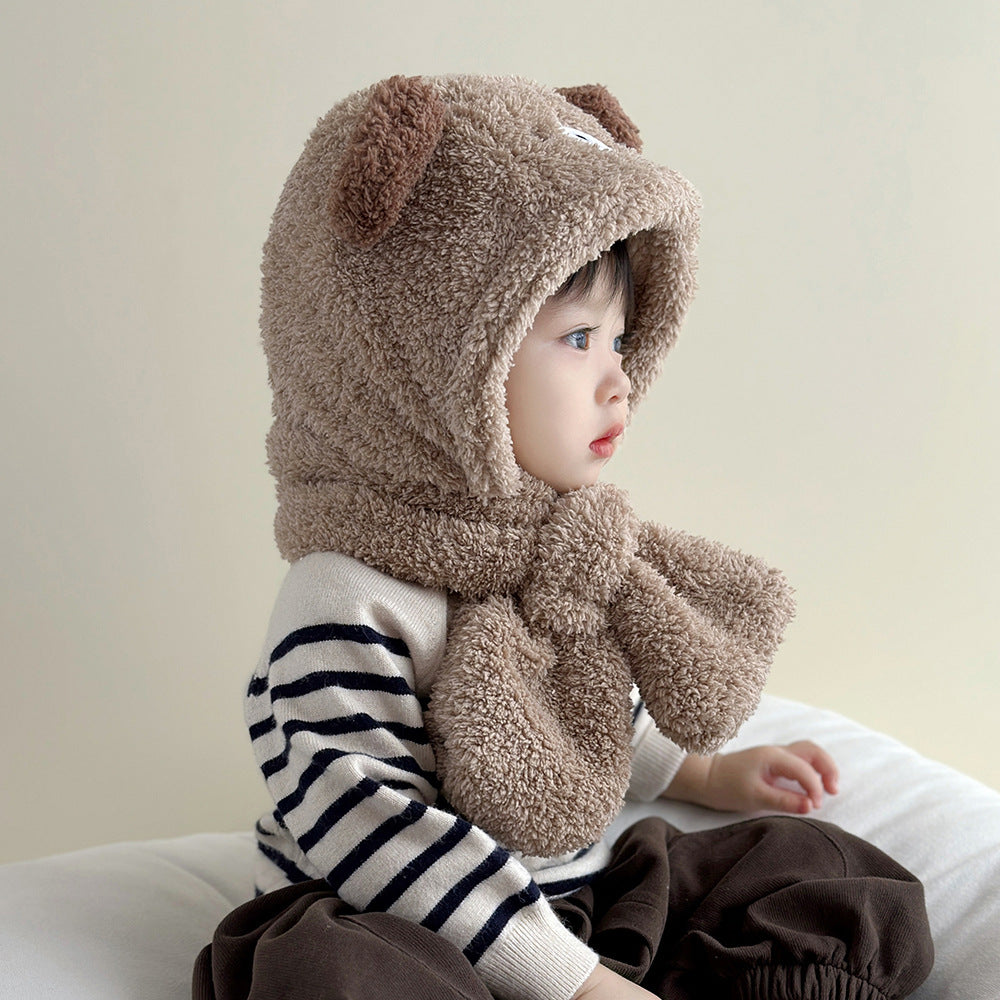 Children's Integrated Boys Thickened Warm Plush Windproof Kids' Headwear