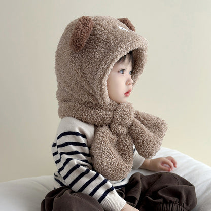 Children's Integrated Boys Thickened Warm Plush Windproof Kids' Headwear