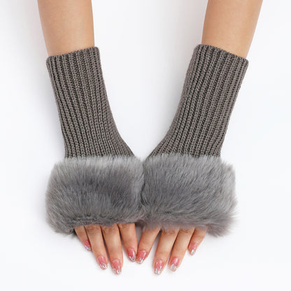 Women's Oversleeve Knitted Warm Open Finger Arm Gloves