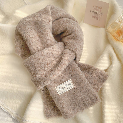 Solid Color Female Winter Versatile Knitted Scarfs